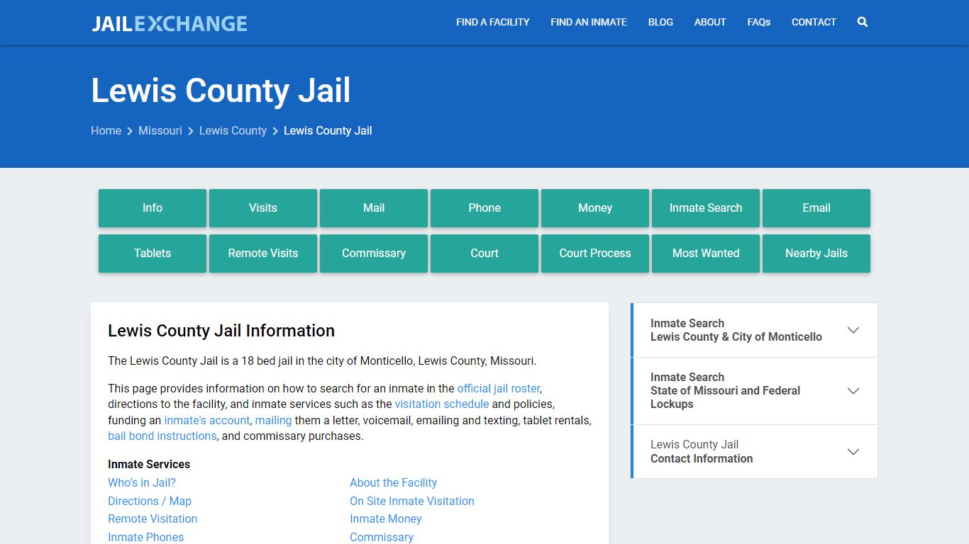 Lewis County Jail, MO Inmate Search, Information